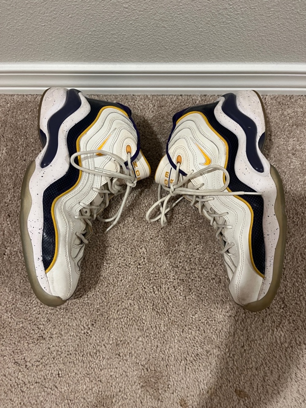 Kobe Bryant Nike Air Zoom Flight 96 White, Purple and Yellow Basketball Shoes